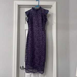 Purple Lace Midi-Dress